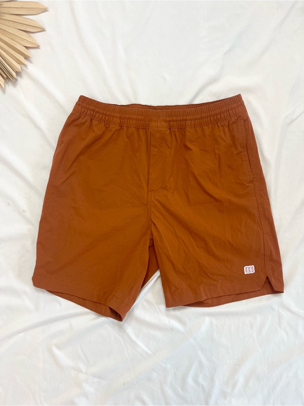 Topo Designs Global Clay Terracotta Brown Orange Nylon 7” Inseam Shorts Large